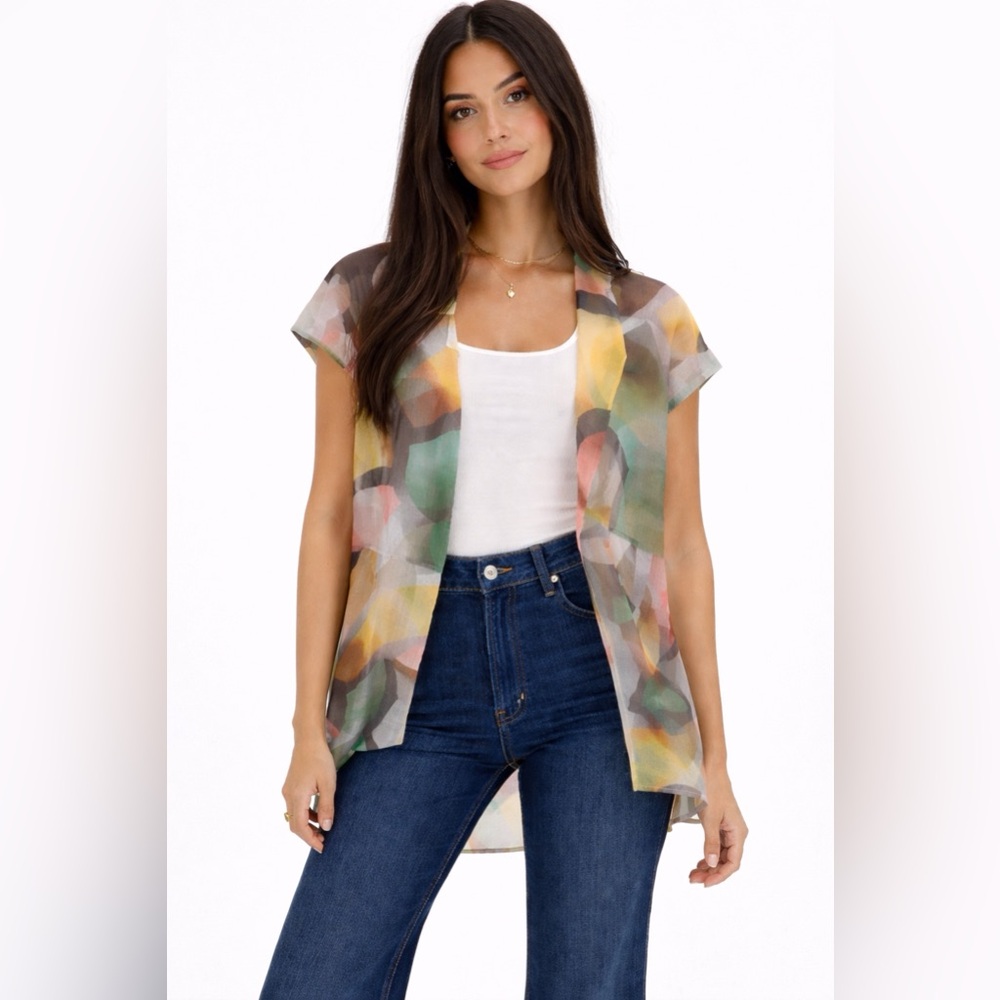 Vintage RARE Missoni Designer Shawl Top Abstract Deco Colorful Print